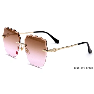 Italy Design Mirror ocean Lens sun glasses women rimless sunglasses ready stock