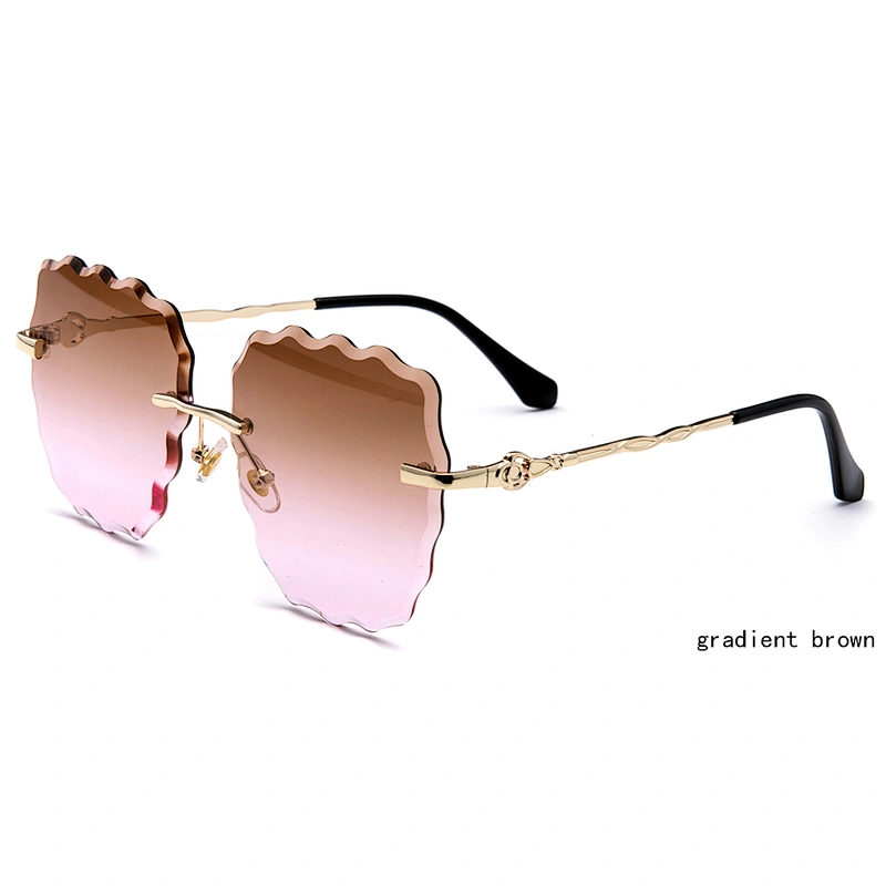 Italy Design Mirror ocean Lens sun glasses women rimless sunglasses ready stock