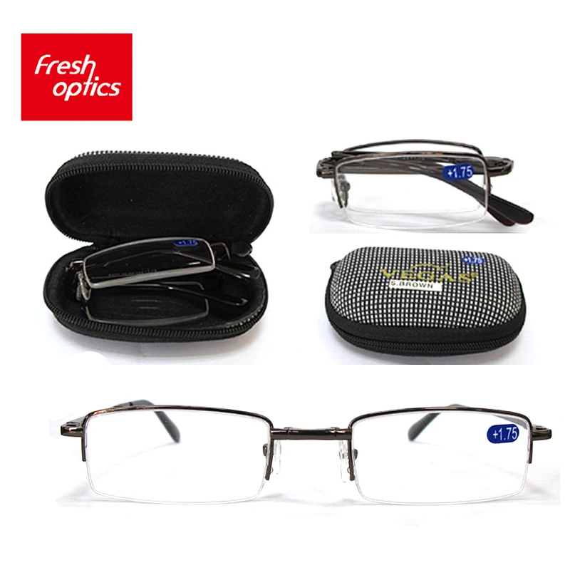 New style folding metal reader eyeglasses stainless steel slim foldable reading glasses