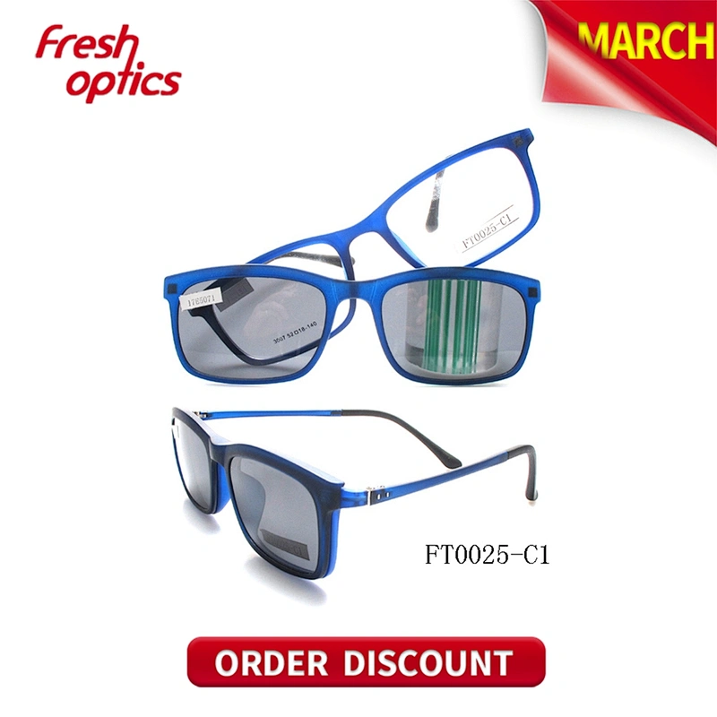 FT0025 Unisex Ultem Clip On Sunglasses With Square Design