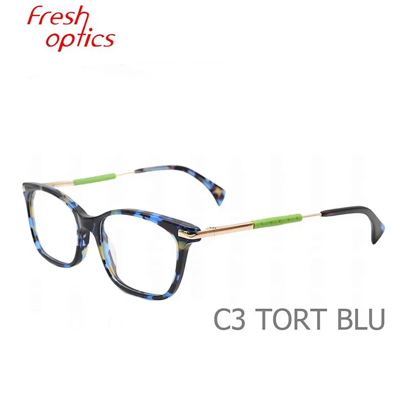 2020 hot on sale fashion shiny colorful acetate optical eyeglasses frames ready stock
