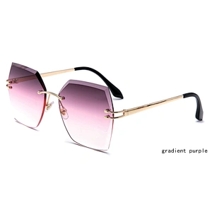 Factory price colorful PC sun glasses cheap promotional ocean lens frame rimless sunglasses