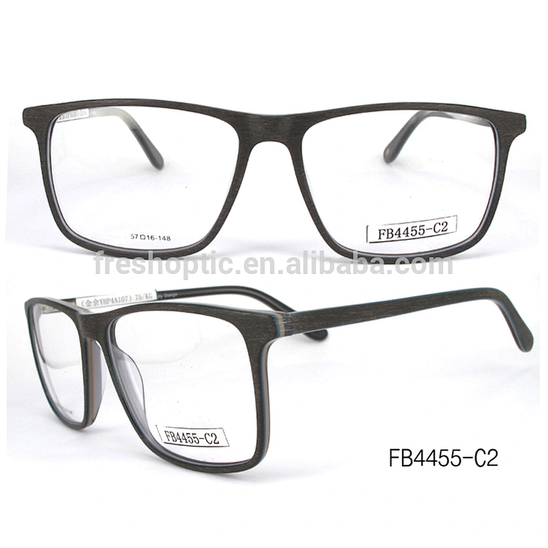 FB4455 hand polished optical glasses acetate wooden eyeglasses frame wholesale