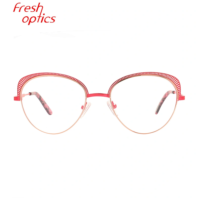 2020 pink eye cat stainless steel  optical frames eyeglasses for women