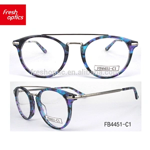 FB4451 double metal bridges acetate eyewear glass round shape fashion demi color optical frames
