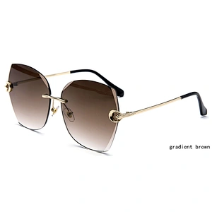 Fashionable best seller gradient ocean lens rimless sunglasses eyewear