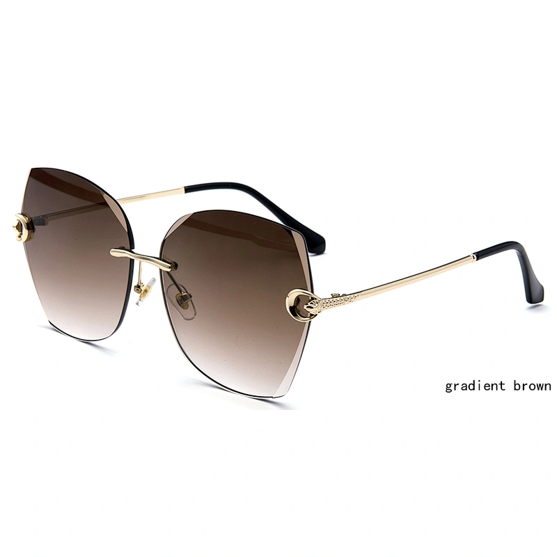Fashionable best seller gradient ocean lens rimless sunglasses eyewear