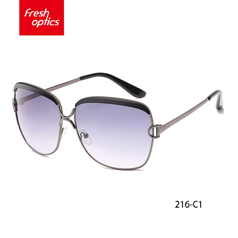LM216 Plastic Fashion Thick Frame Sunglass With Leopard Grain
