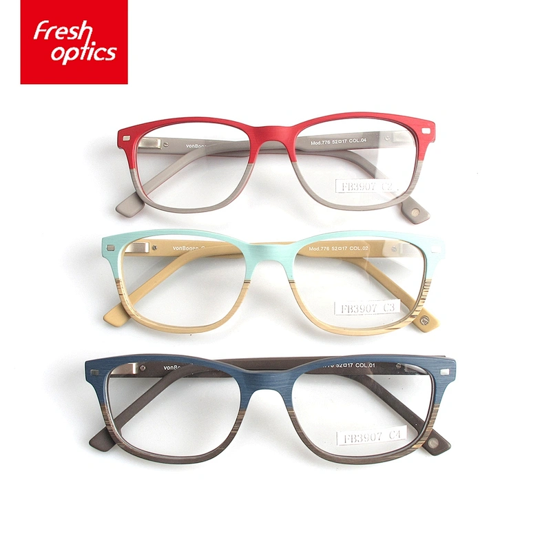 FB3907 Germany Style Acetate Optical Frames With Double Color Design