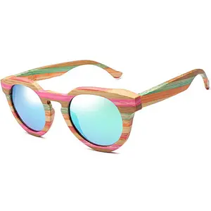 Custom hand made printed fashionable polarized sun glasses Eco-friendly bamboo sunglasses