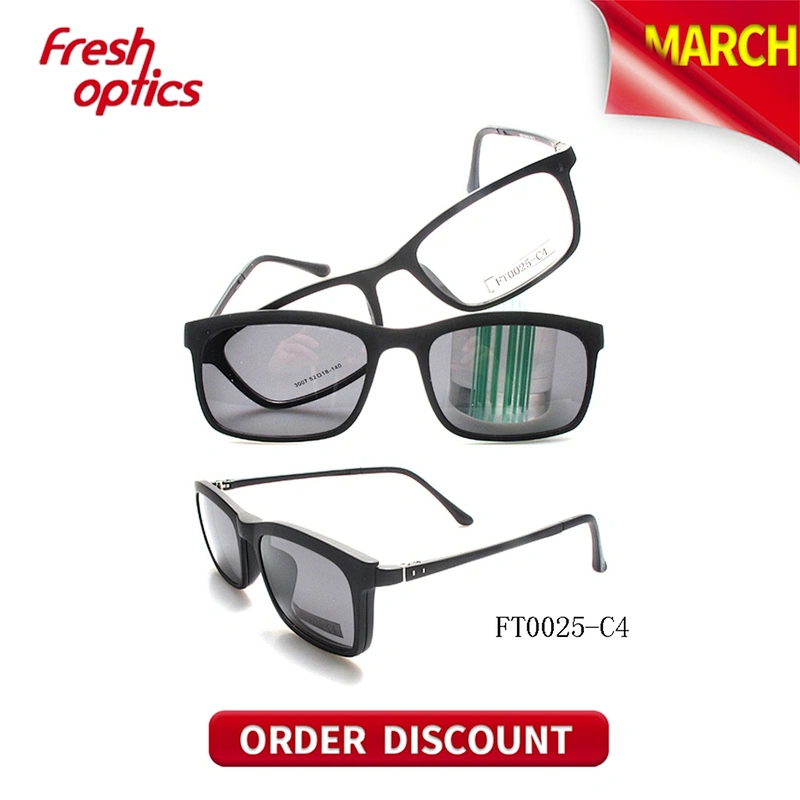 FT0025 Unisex Ultem Clip On Sunglasses With Square Design