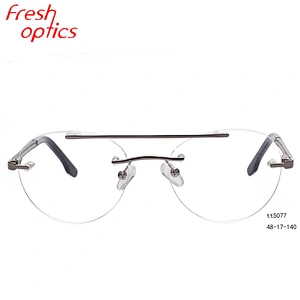 Good reputation high quality double bridge round rimless eyeglass frame