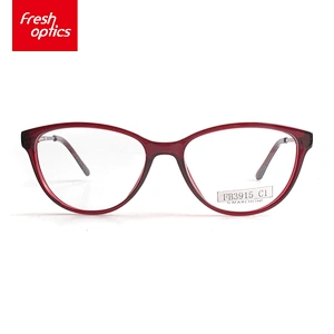 FB3915 Dark Red Bead Flower Acetate Eyewear Frames