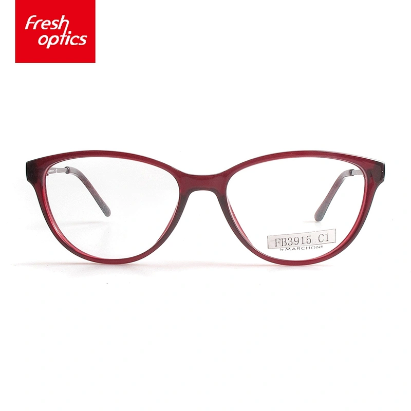 FB3915 Dark Red Bead Flower Acetate Eyewear Frames