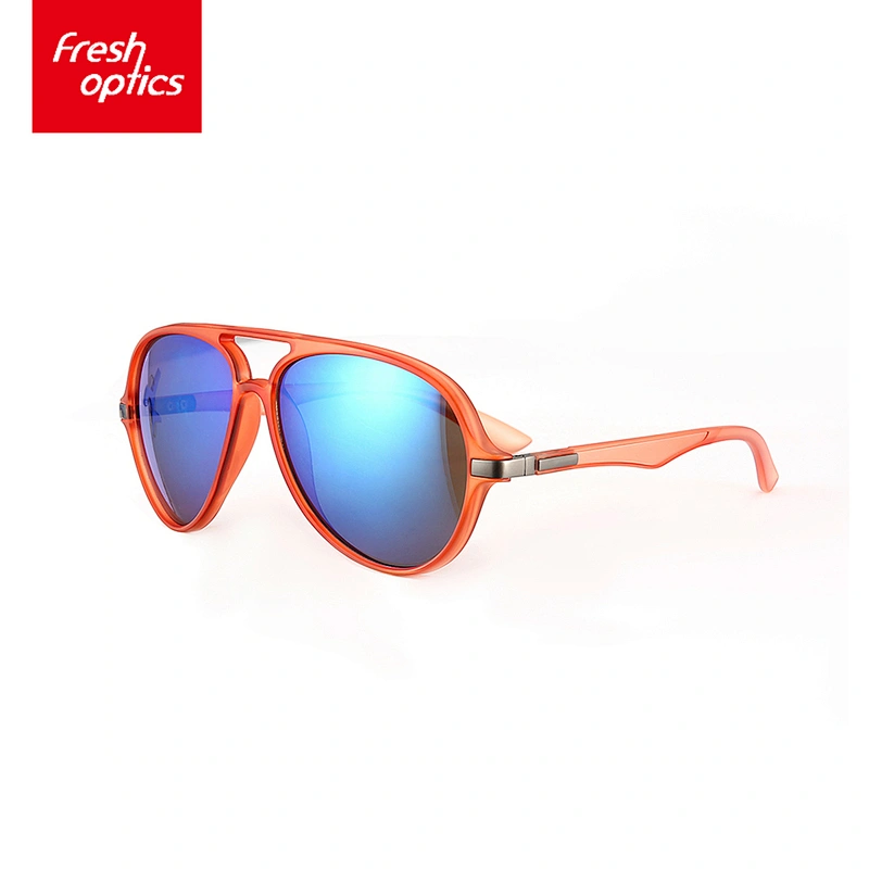 6P007 Designer Double Bridge Bright Red Plastic Sunglasses