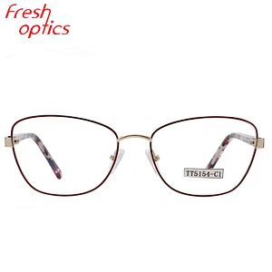 stainless steel shiny golden Italian style metal eyeglasses optical frames