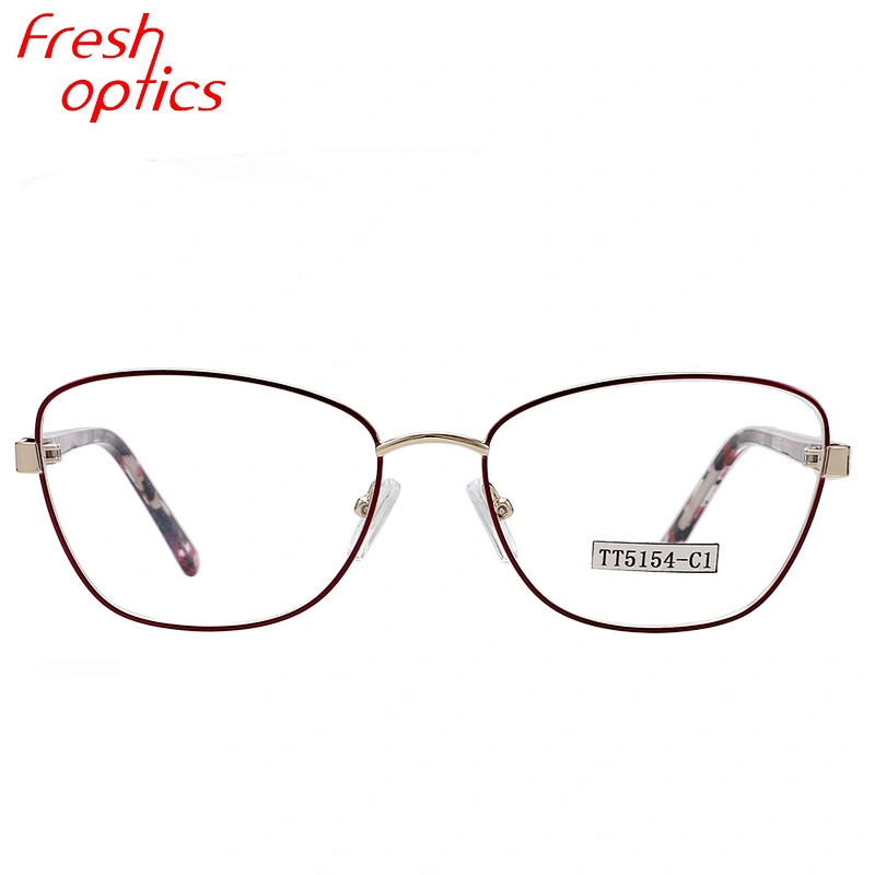 stainless steel shiny golden Italian style metal eyeglasses optical frames