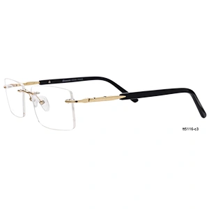 Best designer slim rim less eyeglasses gold metal rimless eyeglass optical frames glasses