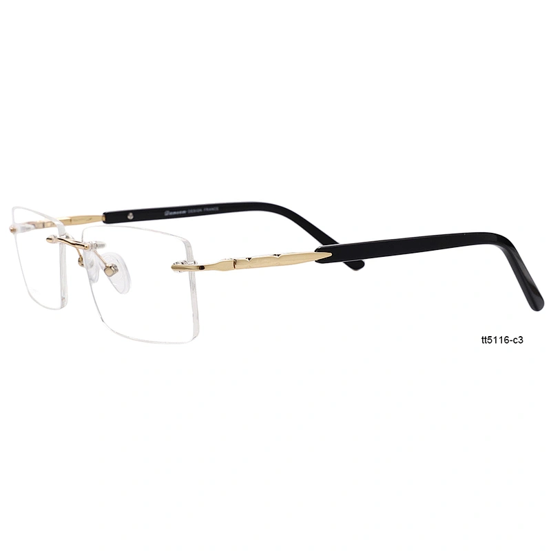 Best designer slim rim less eyeglasses gold metal rimless eyeglass optical frames glasses