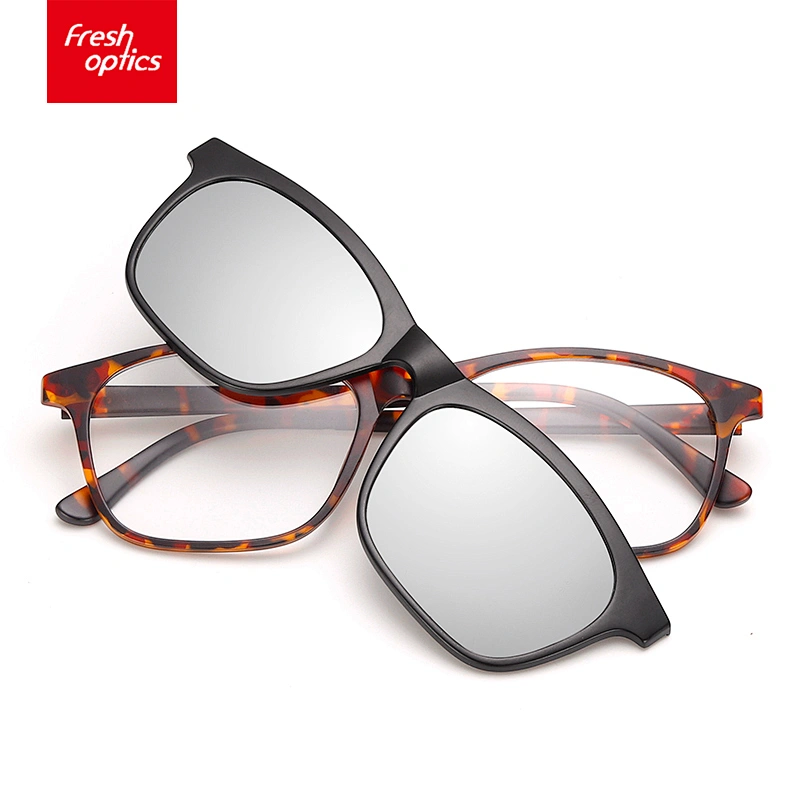 TR2209 Mirrored Thin Temple Clip On Ultem Sunglasses