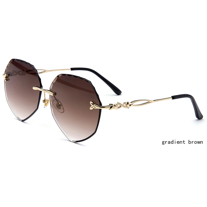 high quality hot sale ocean lens heart shaped rimless polarized sunglasses