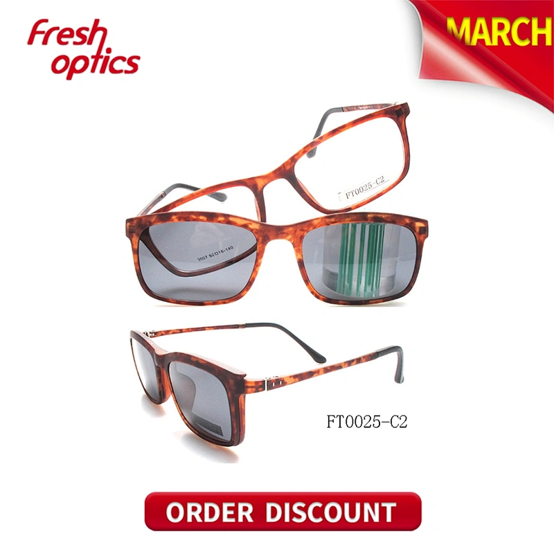 FT0025 Unisex Ultem Clip On Sunglasses With Square Design