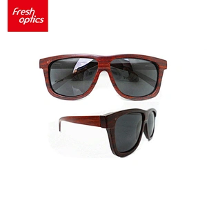 D1007 Red Bamboo Wooden Frame Sunglasses For Women