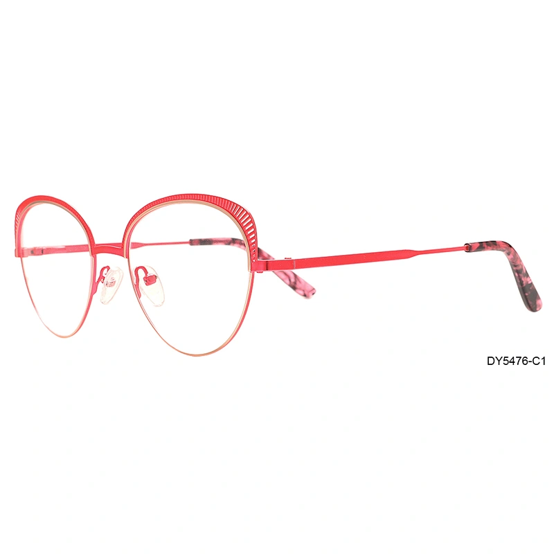 2020 pink eye cat stainless steel  optical frames eyeglasses for women