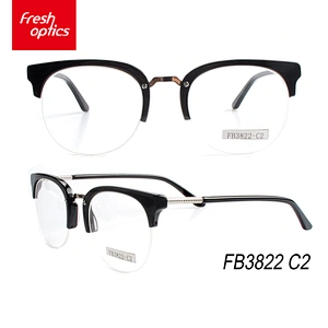 FB3822 Acetate Half Rim Optical Frames With Metal Bridge