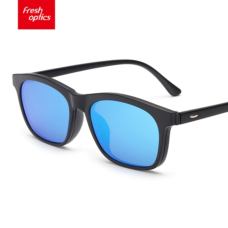 TR2209 Mirrored Thin Temple Clip On Ultem Sunglasses