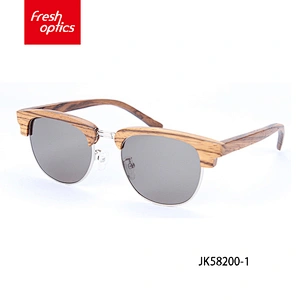 JK58200 Handmade Bamboo Wood Glasses With Metal Half Rim