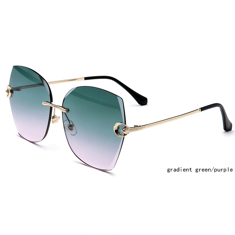 Fashionable best seller gradient ocean lens rimless sunglasses eyewear
