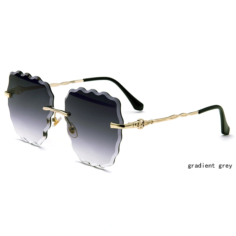 Italy Design Mirror ocean Lens sun glasses women rimless sunglasses ready stock
