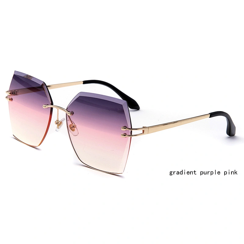 Factory price colorful PC sun glasses cheap promotional ocean lens frame rimless sunglasses