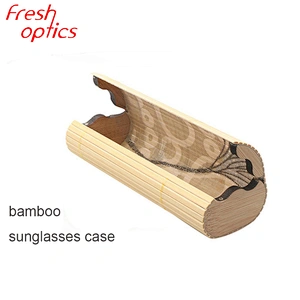 Environmental protection fashion oval wooden bamboo sunglasses case with custom logo