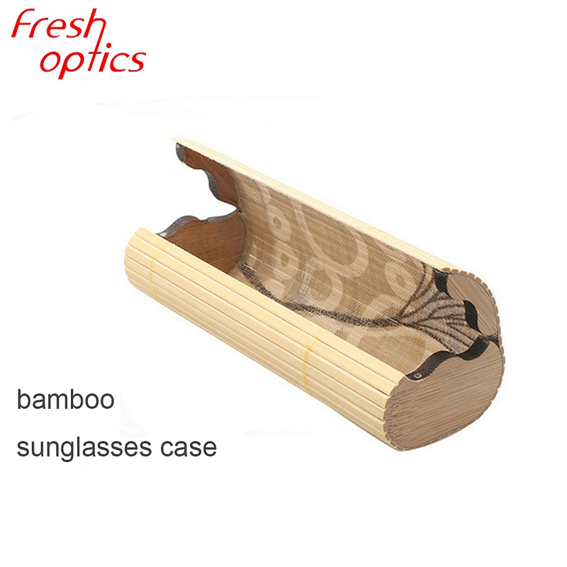 Environmental protection fashion oval wooden bamboo sunglasses case with custom logo