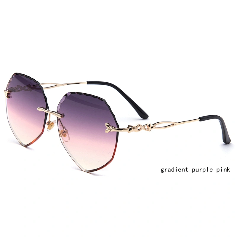 high quality hot sale ocean lens heart shaped rimless polarized sunglasses