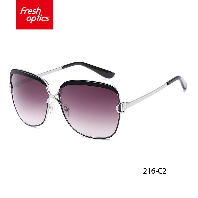 LM216 Plastic Fashion Thick Frame Sunglass With Leopard Grain