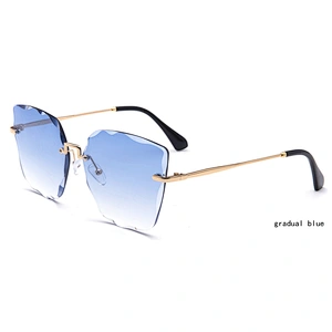 fashion crystal rimless sunglasses ocean lens PC sun glasses