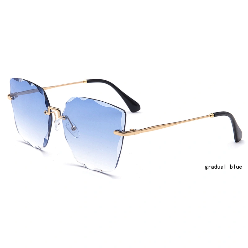fashion crystal rimless sunglasses ocean lens PC sun glasses