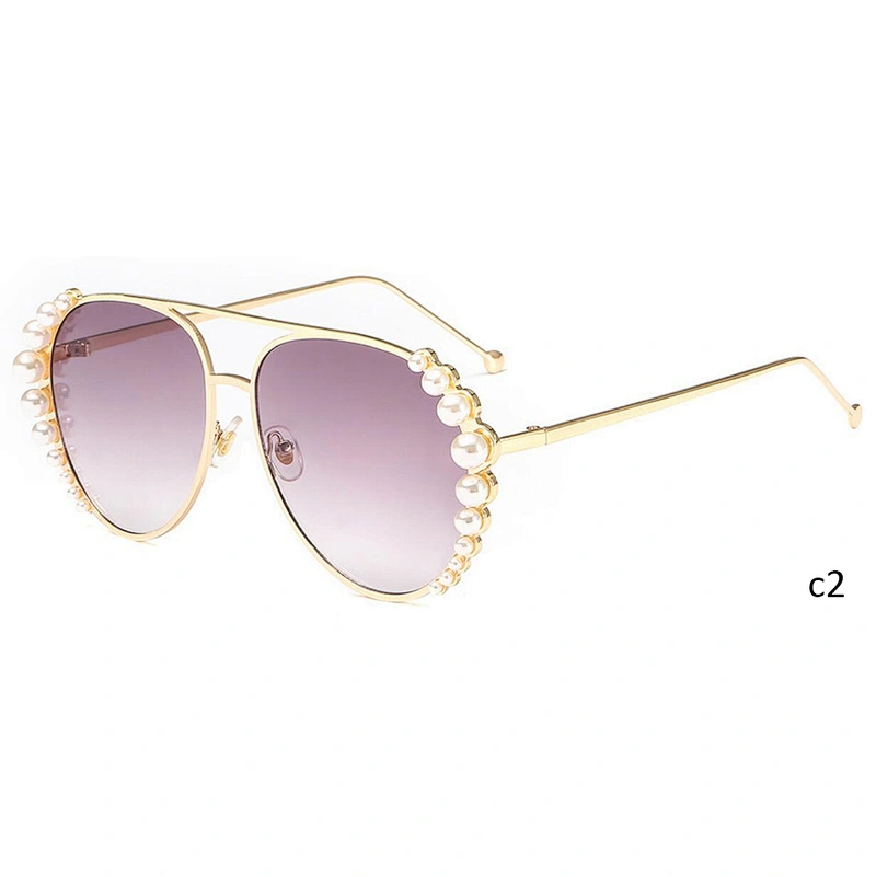 New fashion brand pearl metal bridge ocean lens sunglasses frames 2020