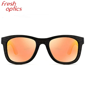 Handmade high quality mirror polarized lens black bamboo material sunglasses UV400