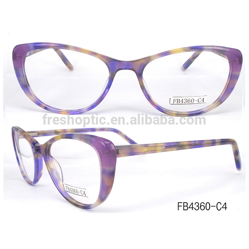 FB4360 Cat eye shape colorful demi high quality aceate material lamination optical frame for ladies