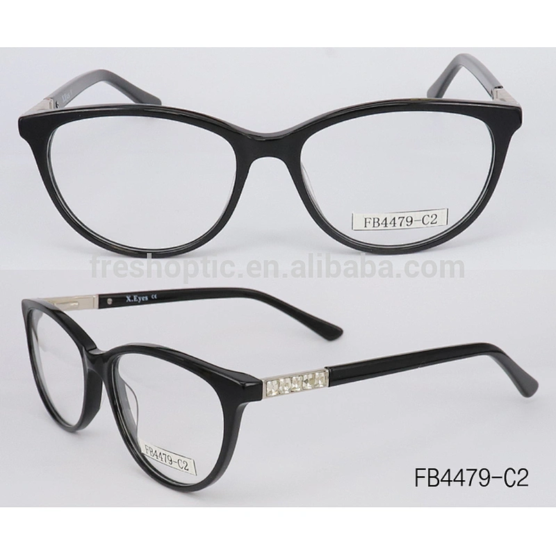 FB4479 new design acetate eyeglass optical frames with stones cat shape reading glass