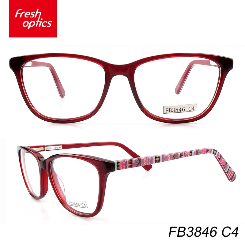 FB3846 Colorful temples Acetate eyewear frames with color custom