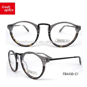 FB4436 fashion style acetate eyeglasses custom logo round eye shape optical frame for unisex