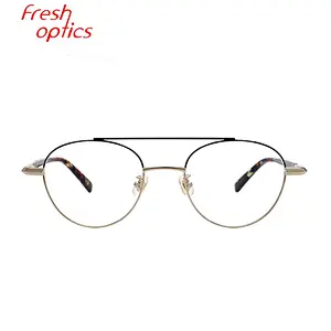 Wholesale Italy design OEM retro round metal optical frames glasses