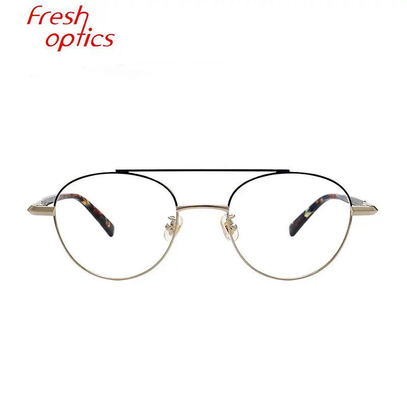 Wholesale Italy design OEM retro round metal optical frames glasses