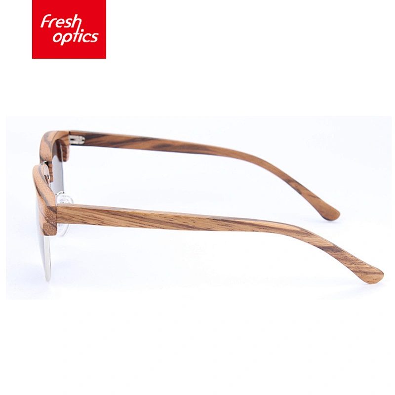 JK58200 Handmade Bamboo Wood Glasses With Metal Half Rim