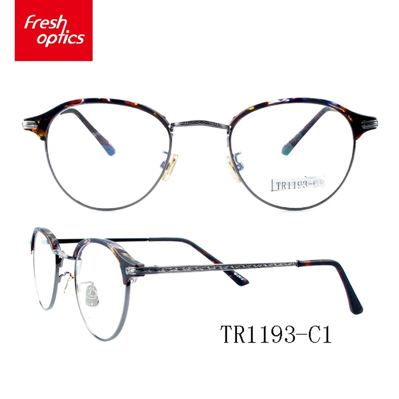 TR1193 Half Rim Spectacles Frames TR90 Metal Temple Optical Frames For Women